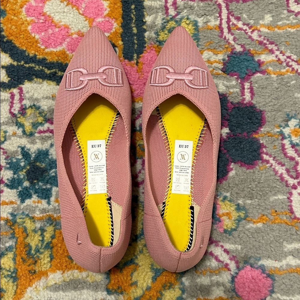 VIVAIA Pointed-Toe Flats Ena 2.0 Pink Embroidered Horsebit Size EU 37, US 6.5 - Picture 11 of 16